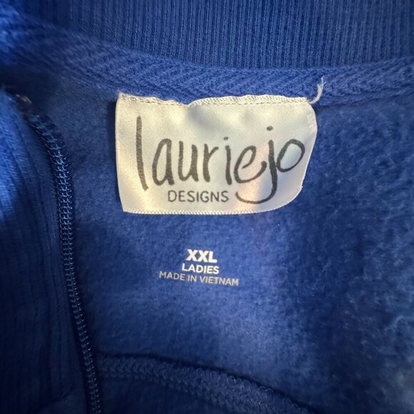 Lauriejo Designs Long Sleeve Blue with White Flowers 1/4 Zip Pullover Size XXL - Picture 6 of 6